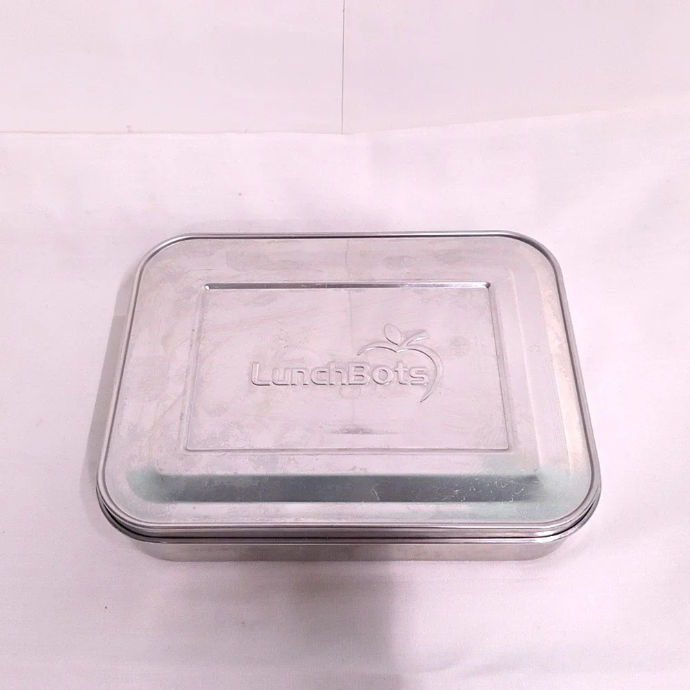 LunchBots Bento Box Silver Stainless Steel 3 Compartment Food Container School